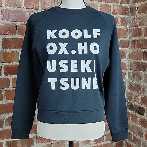 Maison Kitsune Women's Black Kool Fox Pullover Sweatshirt Small | FLAW - Picture 1 of 12